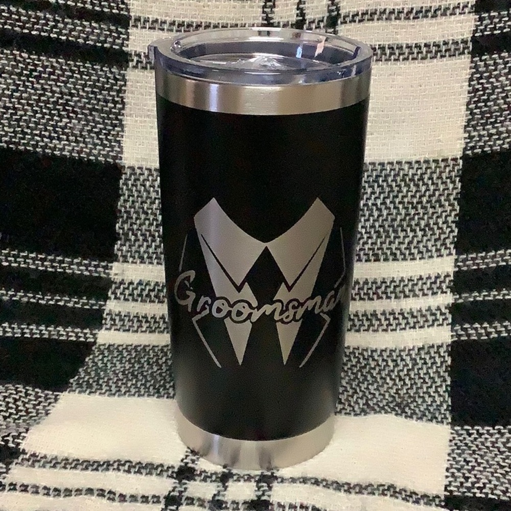 Groomsman black etched insulated tumbler - Picture 1 of 8